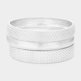 3PCS - Textured Metal Multi Layered Bangle Bracelets