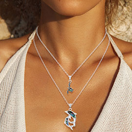 2PCS - Abalone Turtle Dolphin Pendant Necklace
