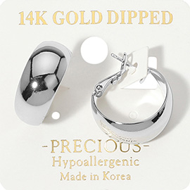 14K White Gold Dipped Hypoallergenic Metal Hoop Earrings