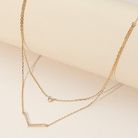 SECRET BOX_Stone Pointed Brass Double Layered Necklace