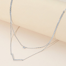 SECRET BOX_Stone Pointed Brass Double Layered Necklace