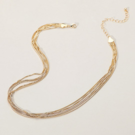 SECRET BOX_Multi Layered Brass Chain Necklace