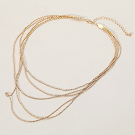 SECRET BOX_Multi Layered Brass Chain Necklace