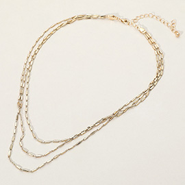 SECRET BOX_Triple Layered Brass Chain Necklace