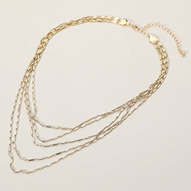 SECRET BOX_Multi Layered Brass Chain Necklace