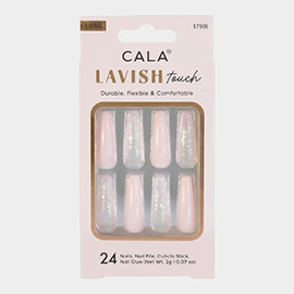 24PCS - Glam Couture Long Coffin Pink Glitter Press on Nail Set
