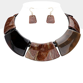 Marble Print Resin Curved Bib Necklace