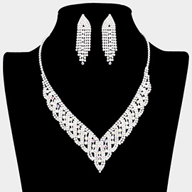 Rhinestone Paved V Shaped Necklace