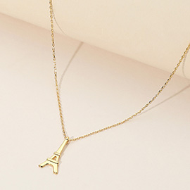 SECRET BOX_Brass Metal Eiffel Tower Pendant Necklace