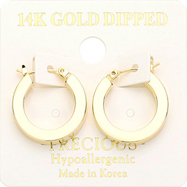 14K Gold Dipped Hypoallergenic Metal Pin Catch Hoop Earrings
