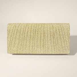 Pleated Shimmery Evening Clutch / Crossbody Bag