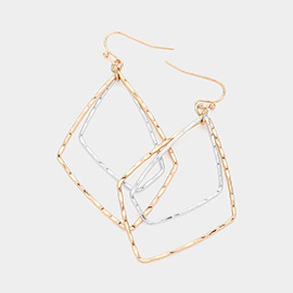 Textured Metal Geometric Dangle Earrings