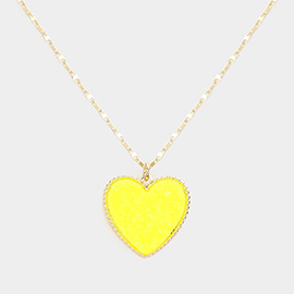 Druzy Heart Pendant Necklace