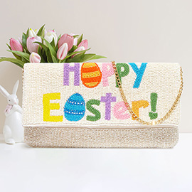 HAPPY EASTER Message Seed Beaded Clutch / Crossbody Bag