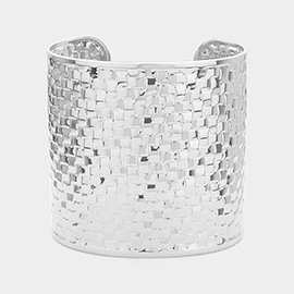 Textured Metal Geometric Braided Wide Cuff Bracelet