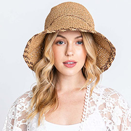 Edge Detailed Straw Bucket Hat