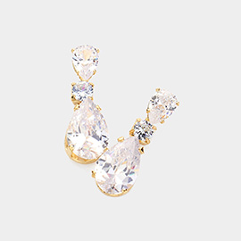 Teardrop CZ Stone Evening Earrings