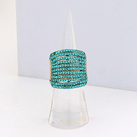 Rhinestone Pave Multi Row Stretch Ring