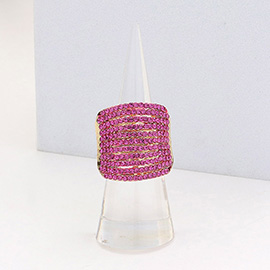 Rhinestone Pave Multi Row Stretch Ring