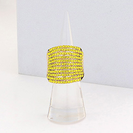 Rhinestone Pave Multi Row Stretch Ring
