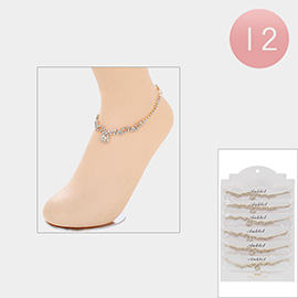 12PCS - Rhinestone Paved Anklets