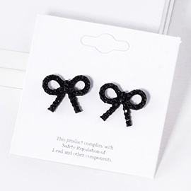 Crystal Stone Studded Ribbon Stud Earrings