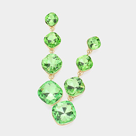 Round Stone Cluster Link Dropdown Evening Earrings