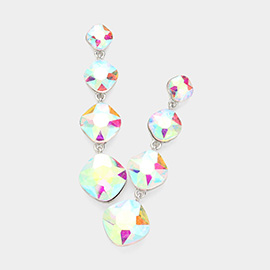 Round Stone Cluster Link Dropdown Evening Earrings