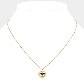 Beads Station Metal Heart Pendant Necklace