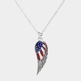 American USA Flag Wing Pendant Necklace