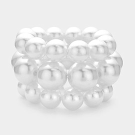 3PCS - Pearl Beaded Multi Layered Stretch Bracelets