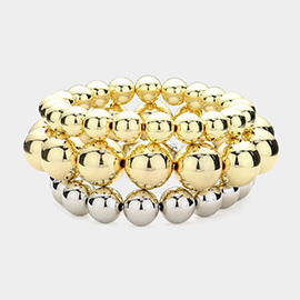 3PCS - Metal Ball Stretch Multi Layered Bracelets