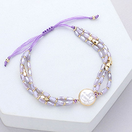 Pearl Pointed Faceted Beaded Cinch Pull Tie Bracelet