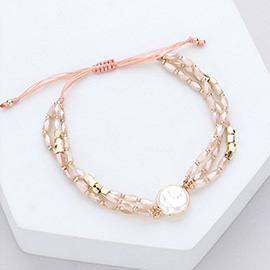 Pearl Pointed Faceted Beaded Cinch Pull Tie Bracelet