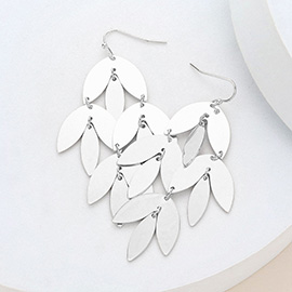 Metal Leaf Chandelier Dangle Earrings