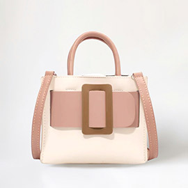 Faux Leather Belt Buckle Accented Mini Crossbody Bag