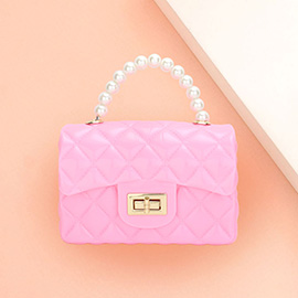 Pearl Top Handle Jelly Small Flap Purse / Crossbody Bag