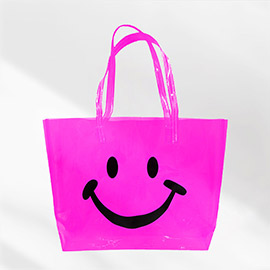 Smile Face Printed Transparent Tote Bag / Shoulder Bag