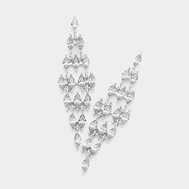 Marquise Stone Cluster Chandelier Evening Earrings
