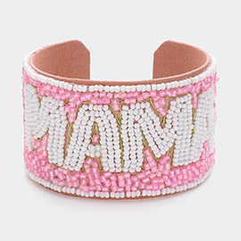 MAMA Message Seed Beaded Cuff Bracelet