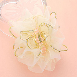 Rhinestone Paved Rim Edge Bow Hair Claw Clip