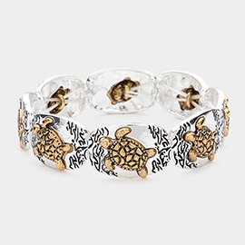 Antique Metal Sea Turtle Pointed Stretch Bracelet