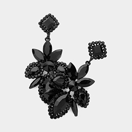 Marquise Stone Cluster Embellished Dangle Evening Earrings
