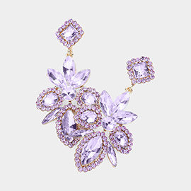 Marquise Stone Cluster Embellished Dangle Evening Earrings