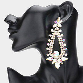 Teardrop Round Cluster Embellished Dangle Evening Earrings