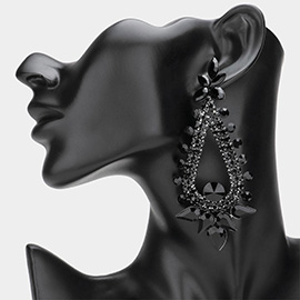 Teardrop Round Cluster Embellished Dangle Evening Earrings