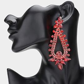 Teardrop Round Cluster Embellished Dangle Evening Earrings