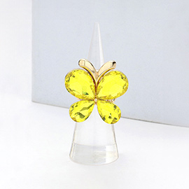 Butterfly Crystal Stone Cluster Stretch Ring