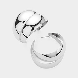 Chunky Double Metal Hoop Earrings