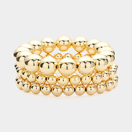 3PCS - Metal Ball Beaded Stretch Multi Layered Bracelets